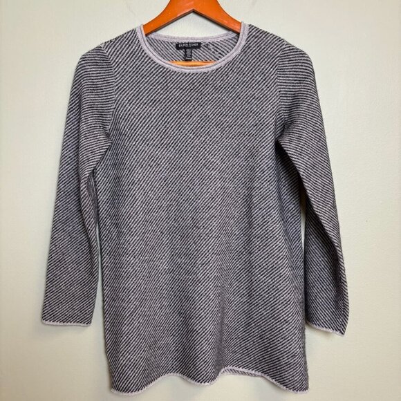 Eileen Fisher Cashmere Wool Sweater Stripe Sz PP 2P-4P Quiet Luxury Minimalist - Picture 1 of 14